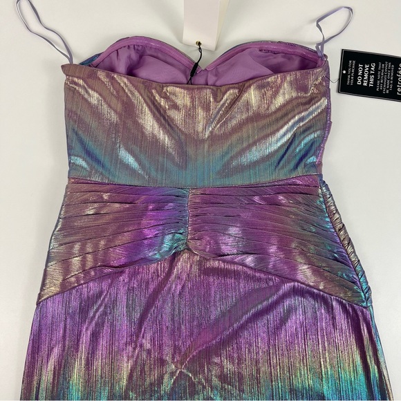 NWT RETROFETE Soleil Dress Lilac Aurora Pastel Rainbow Formal Prom Metallic Y2K - Picture 12 of 16
